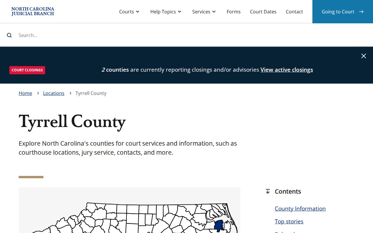 Official Tyrrell County arrest case and court access page